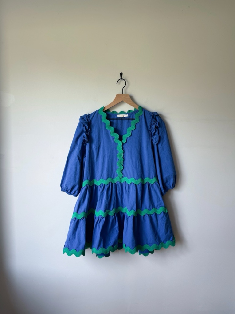 Blue Tiered Ric-Rac Dress